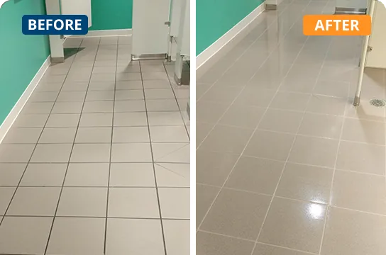 Tile and grout before and after surface care
