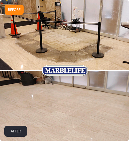 TRAVERTINE surface care examples from the MARBLELIFE network
