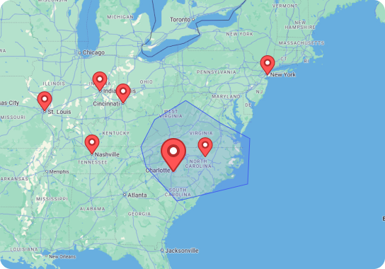 MARBLELIFE® Of Charlotte service area map