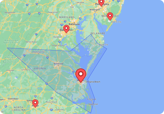 MARBLELIFE® Hampton Roads service area map