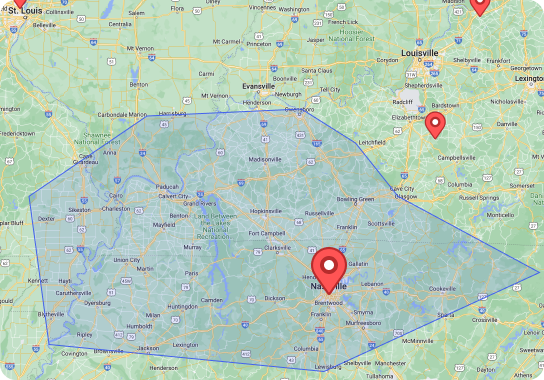 MARBLELIFE® Of Nashville service area map