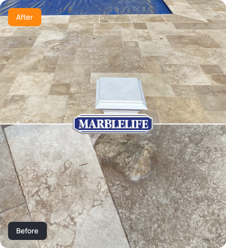 TRAVERTINE surface care examples from the MARBLELIFE network